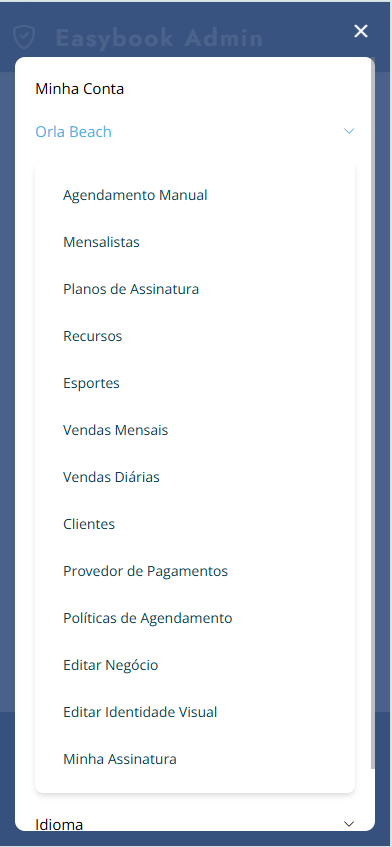 Menu Administrativo