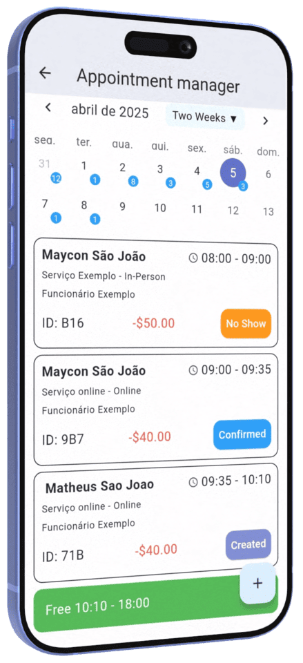 Calendar view in EasyBookPro with organized and color-coded appointments