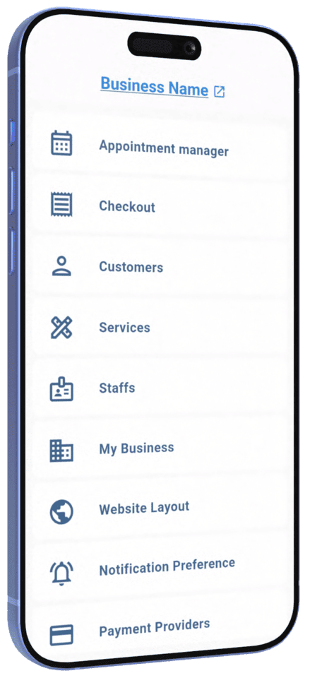 EasyBookPro main menu with fast access to scheduling and business management features