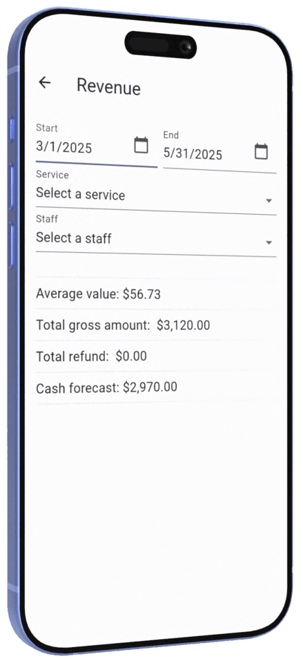 EasyBookPro revenue and earnings report with charts and totals